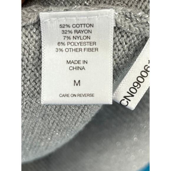 New‎ York & Co Soho Jeans Women's Long Sleeve Sweater Silver Gray Tie Up Size M - Picture 5 of 11